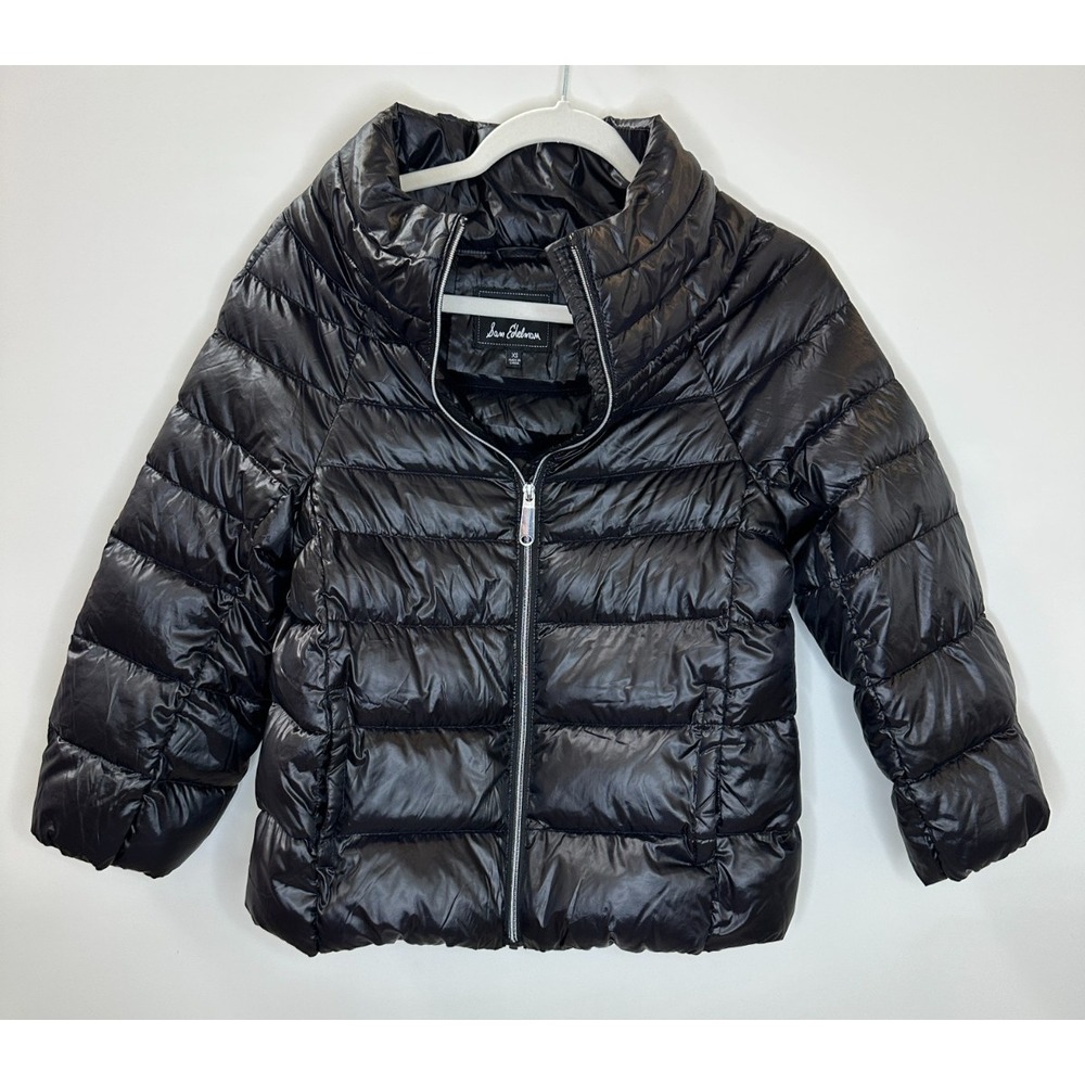 Sam Edelman Black Puffer Funnel Neck Jacket Down Quilted Full Zip Lightweight XS - Picture 14 of 14